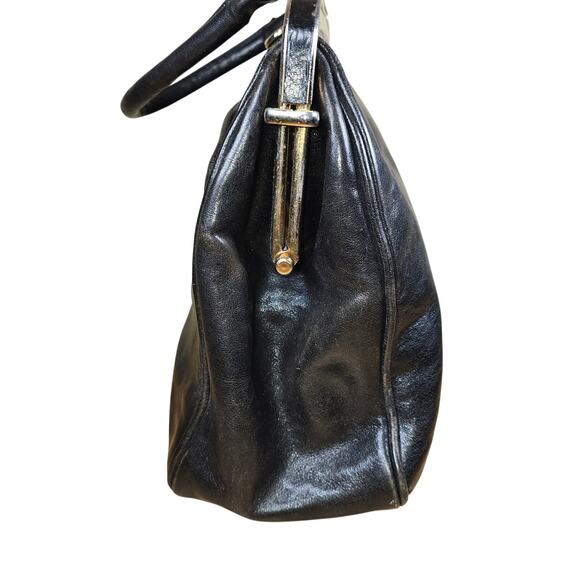 Vintage Oroton Australian Genuine Cowhide Leather Top Handle Bag Black Purse - Picture 10 of 14